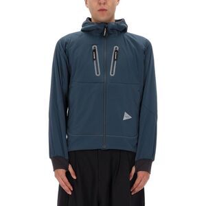 AND WANDER Men's Technical Outdoor Hooded Jacket Men BLUE Outerwear